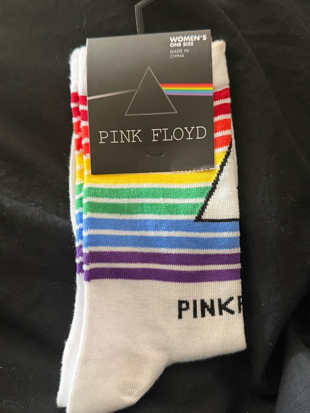 Pink Floyd White Rainbow Stripe Crew Socks